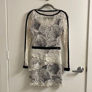 Guess White and Black Lace Mini Dress